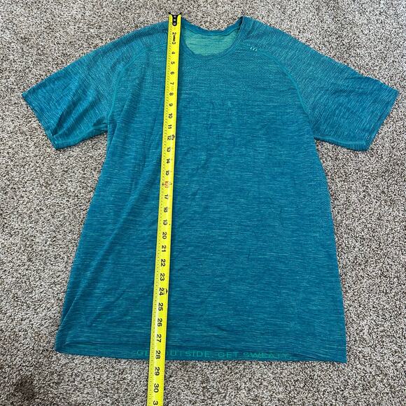 LULULEMON Men's Metal Vent Tech Short Sleeve Size M In Tropix Green/Shark Teal - Picture 9 of 10